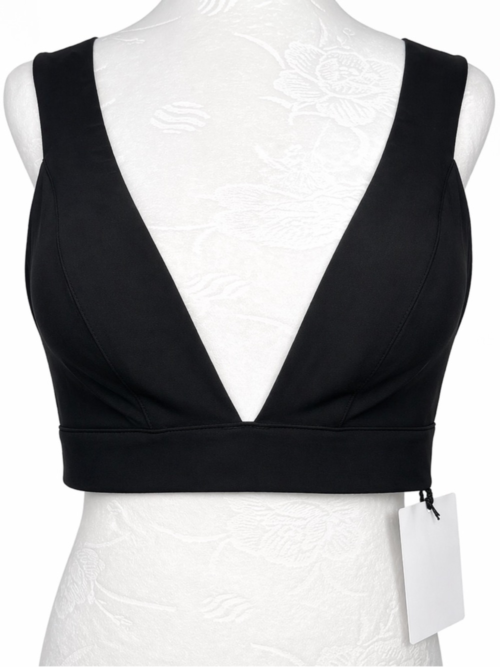 & Other Stories Black Plunge Bikini Top Wide Strap Swim NWT 12